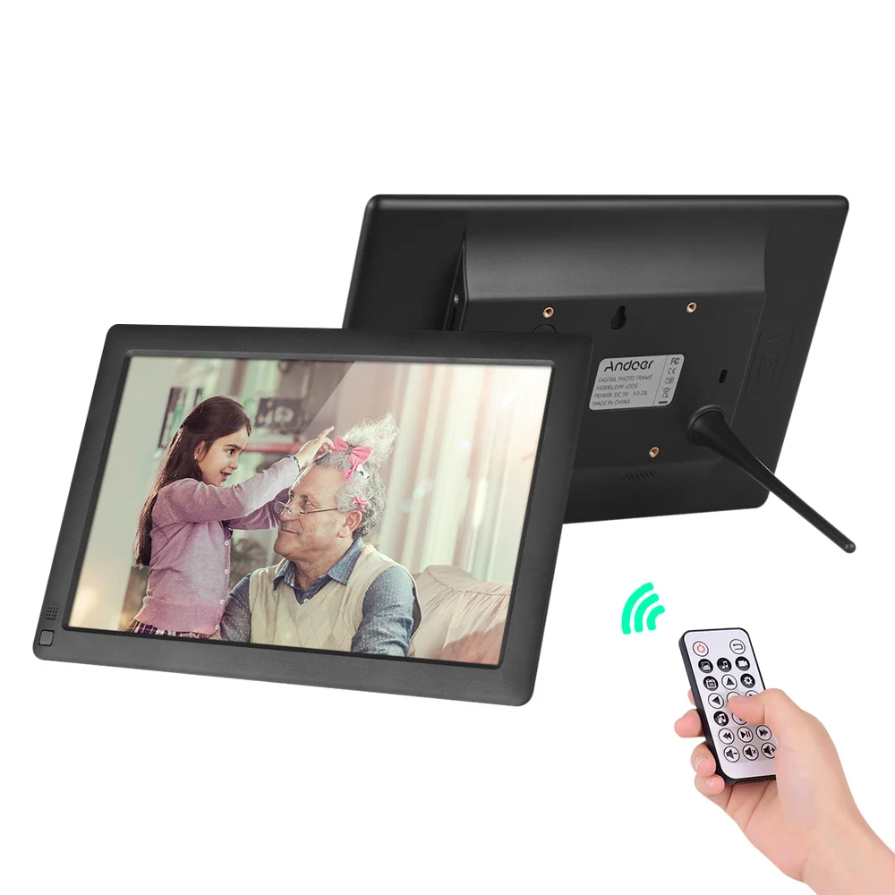Andoer 10,1 дюймов полный функции ультра-тонкий ips lcd Цифровая фоторамка Настольный альбом с 8 Гб карта памяти пульт дистанционного управления