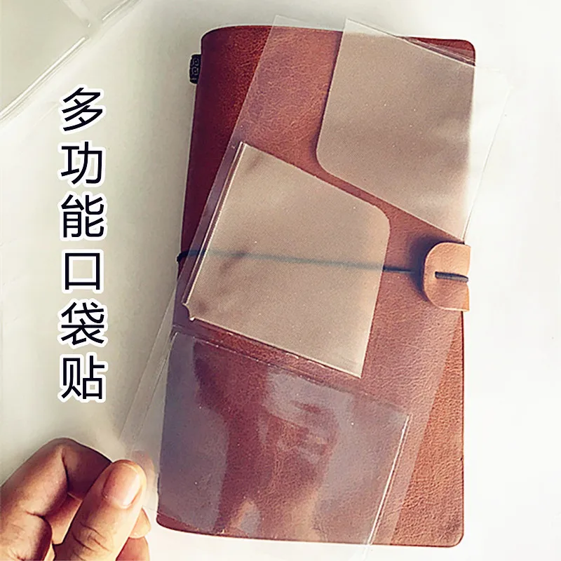 여행자 노트 TN PVC 스틱 포켓 카드 가방 파우치 소가죽 일기 접착 슬롯 포켓 액세서리