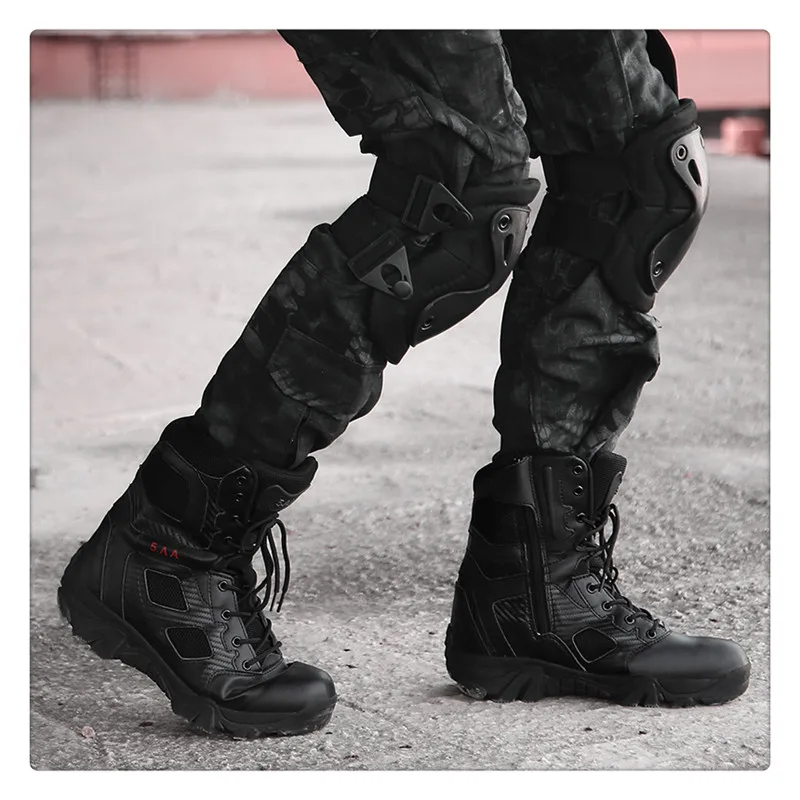 Для мужчин Высококачественная брендовая одежда кожаные ботинки в Военном Стиле спецназа Тактический пустынный армейские Для Мужчин's сапоги обувь для отдыха на открытом воздухе обувь ботильоны