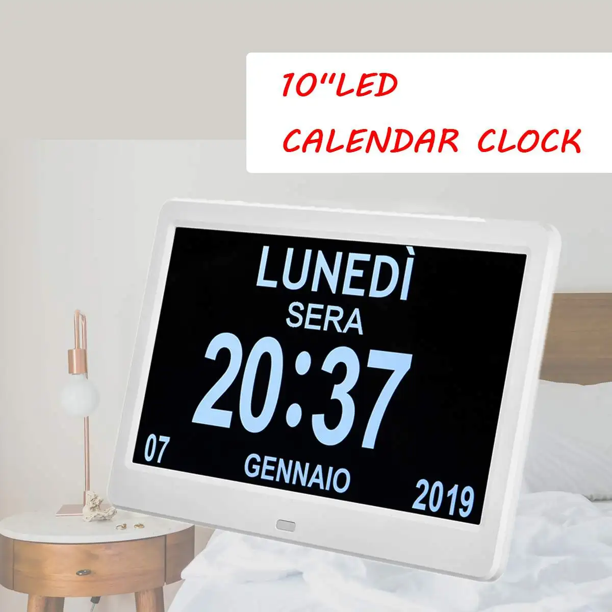 

LED Digital Clock Calendar Day Home Decor Day/Week/Month/Year for Adolescent/ Elderly Dementia/Vision Impairment Support Night
