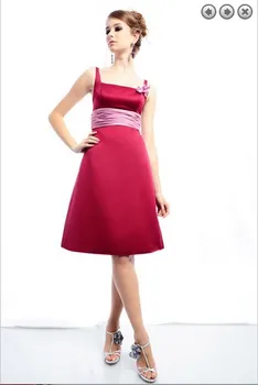 

free shipping maid of honor dress 2016 new fashion bridal gown plus size sweetheart satin dress red bridesmaid dresses cheap