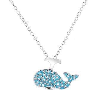 

10pcs blue cute whale necklace cartoon sea animal pendant necklace European and American personality female accessories T-159