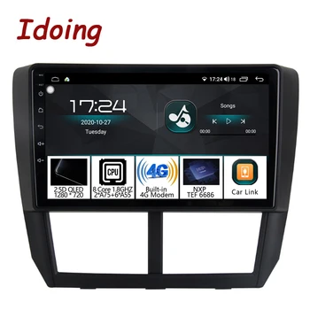 Idoing-Radio Multimedia con GPS para coche, Radio con reproductor, Android, 1DIN, 9 pulgadas, para Subaru, Forester, WRX, 2004-2012, 4G + 64G, unidad principal de navegación QLED
