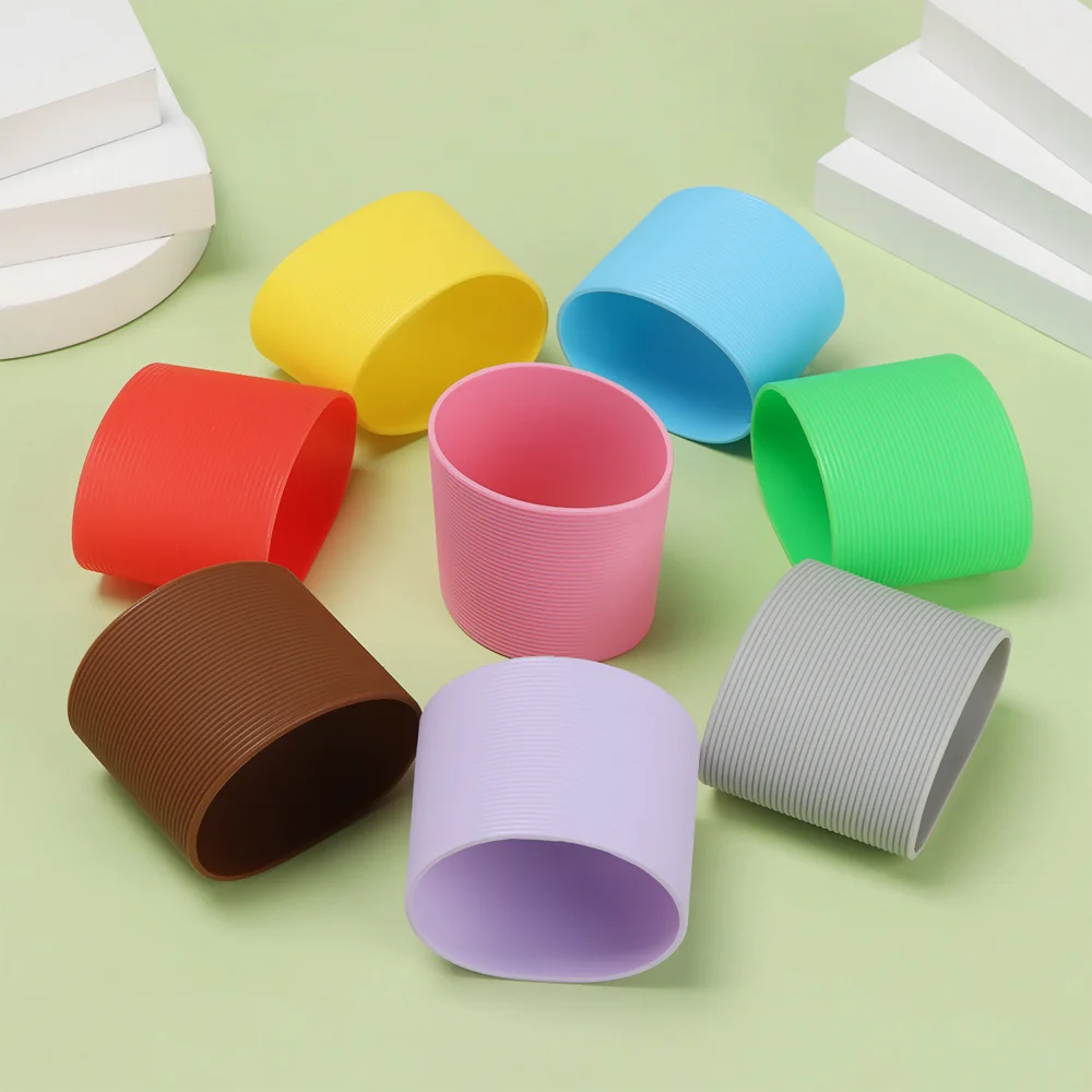 Silicone Glass Water Cup Sleeve Heat Insulation Mug Protector Non-slip Cover Acc 