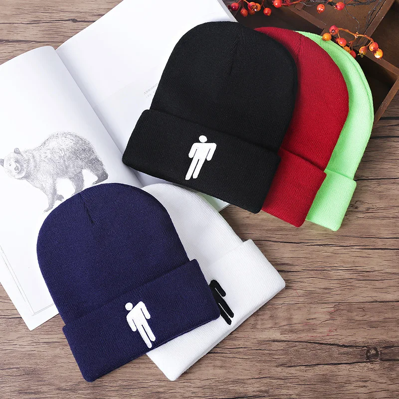 Новая мода Billie Eilish Beanie шляпа вышивка gorro для женщин и мужчин толстые вязаные