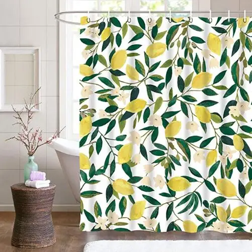 Lemon Fruits Green Leaves Plant Shower Curtains Waterproof Bathroom Decor With Hooks 3d Girls Boys Gifts Aliexpress