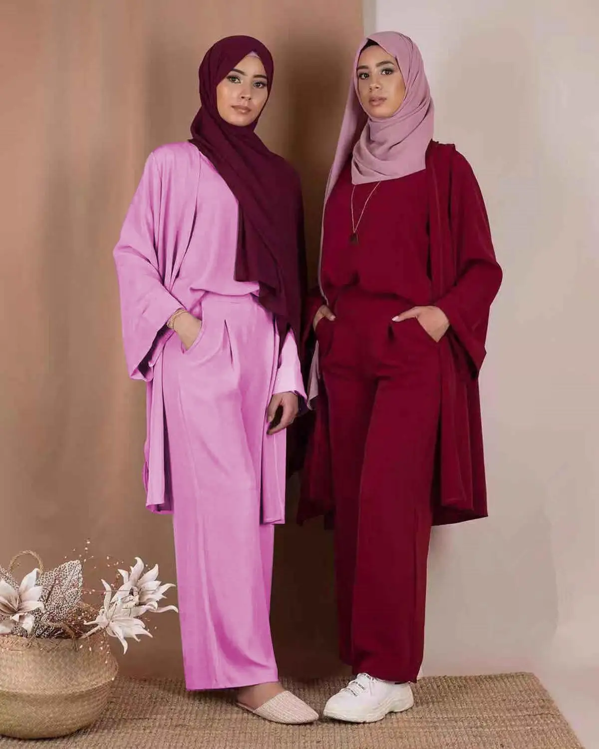 Abaya-conjunto musulmán de 3 piezas para mujer, traje turco, caftán, ropa islámica