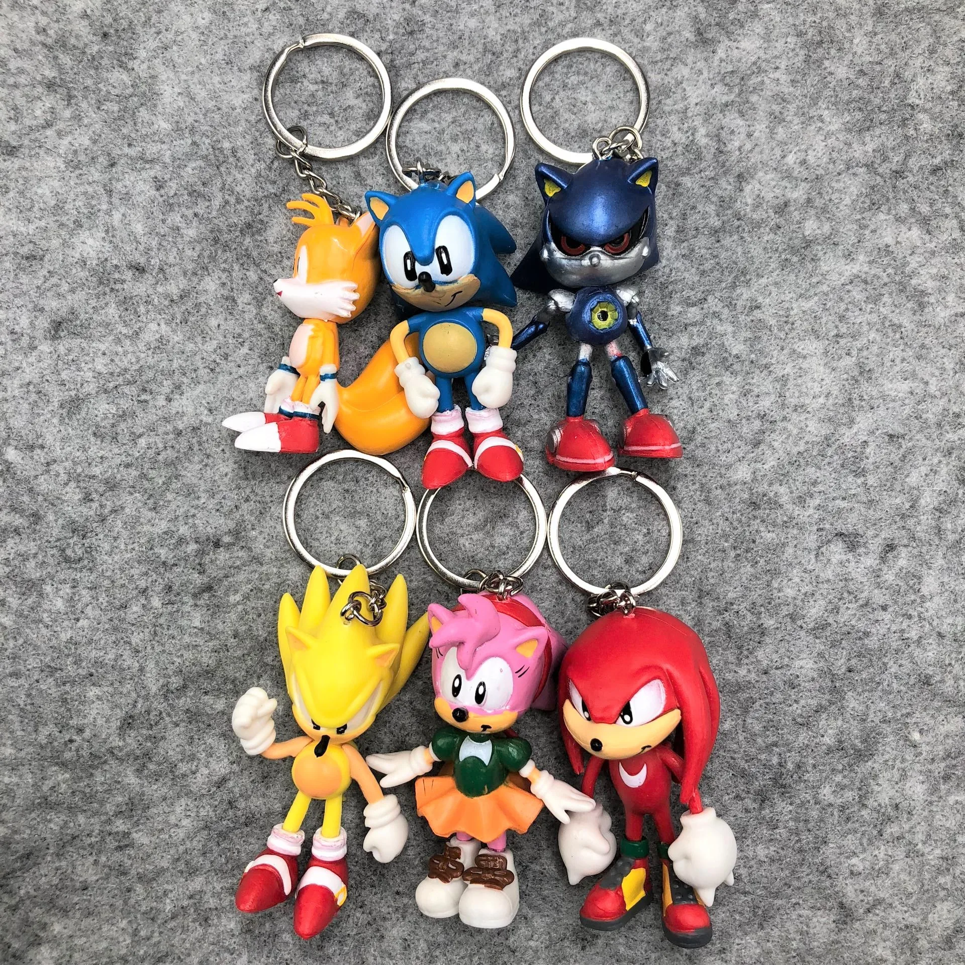 

Sonic The Hedgehog Keychain 6pcs/lot 5cm PVC Action Figure Toy Keyring Model Toy For Kids Birthday Christmas Gift