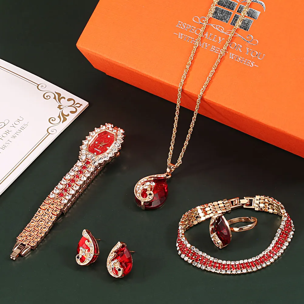 Quartz Women's Luxury Diamond Elegant Jewelry Gift Box Set 2