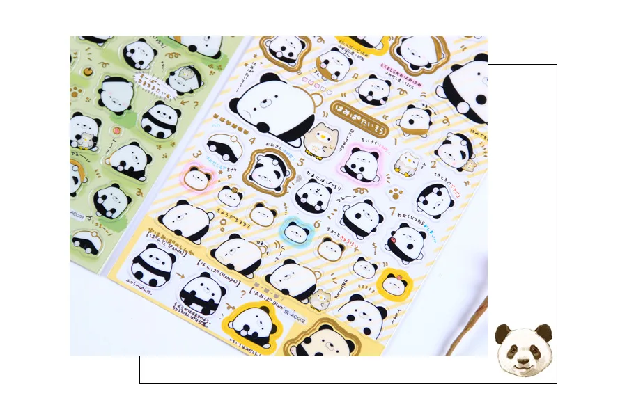 Креативный плоский каваи панда позолота декоративные наклейки Клейкие наклейки Скрапбукинг DIY канцелярские наклейки для записной книжки подарок