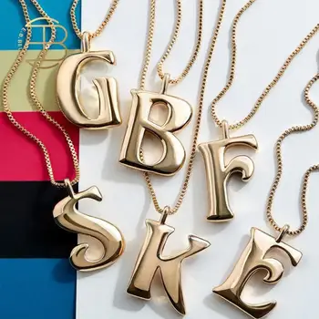 

2020 Must Have Daily Basic Necklace Gold Color A-Z 26 Letter Charm Snake Chain Necklaces Women's Minimal Initial Necklaces