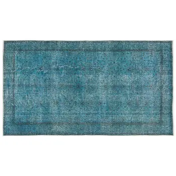 

Handmade Turquoise Vintage Overdyed Turkish Area Rug 155x280 Cm-5'1''X9'2''
