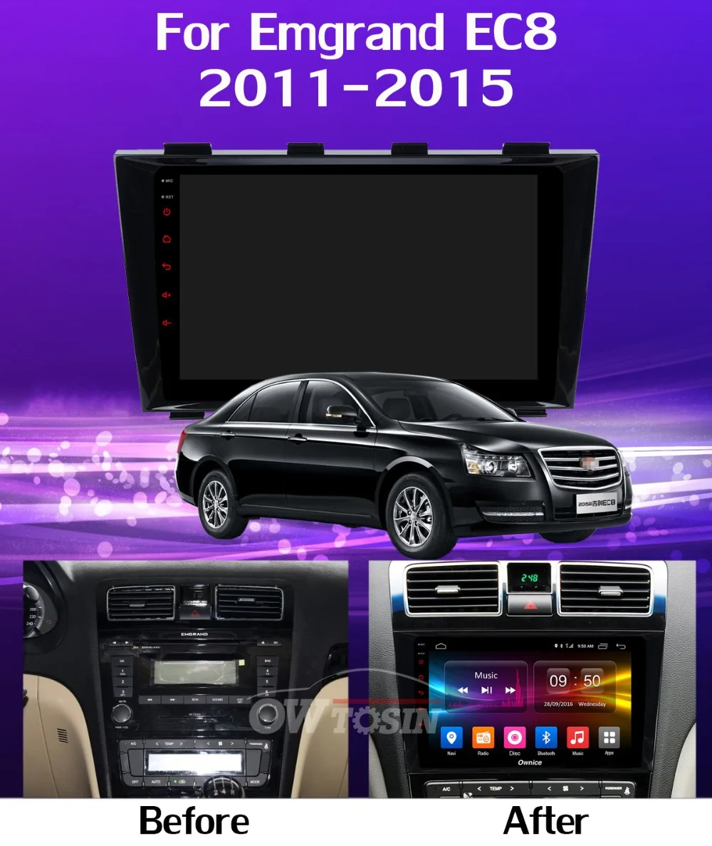 Cheap 360° Panoramic Android 9.0 4G+64G Car Multimedia Player GPS Radio DSP CarPlay Auto for Geely Emgrand EC8 2011-2015 Head Unit 7