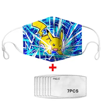 

Cute pikachu 7Pcs Filter Gas Masks Carbon Insert Women Men Anti-dust Masks Washable Mask Reusable Face Mask Non-disposable