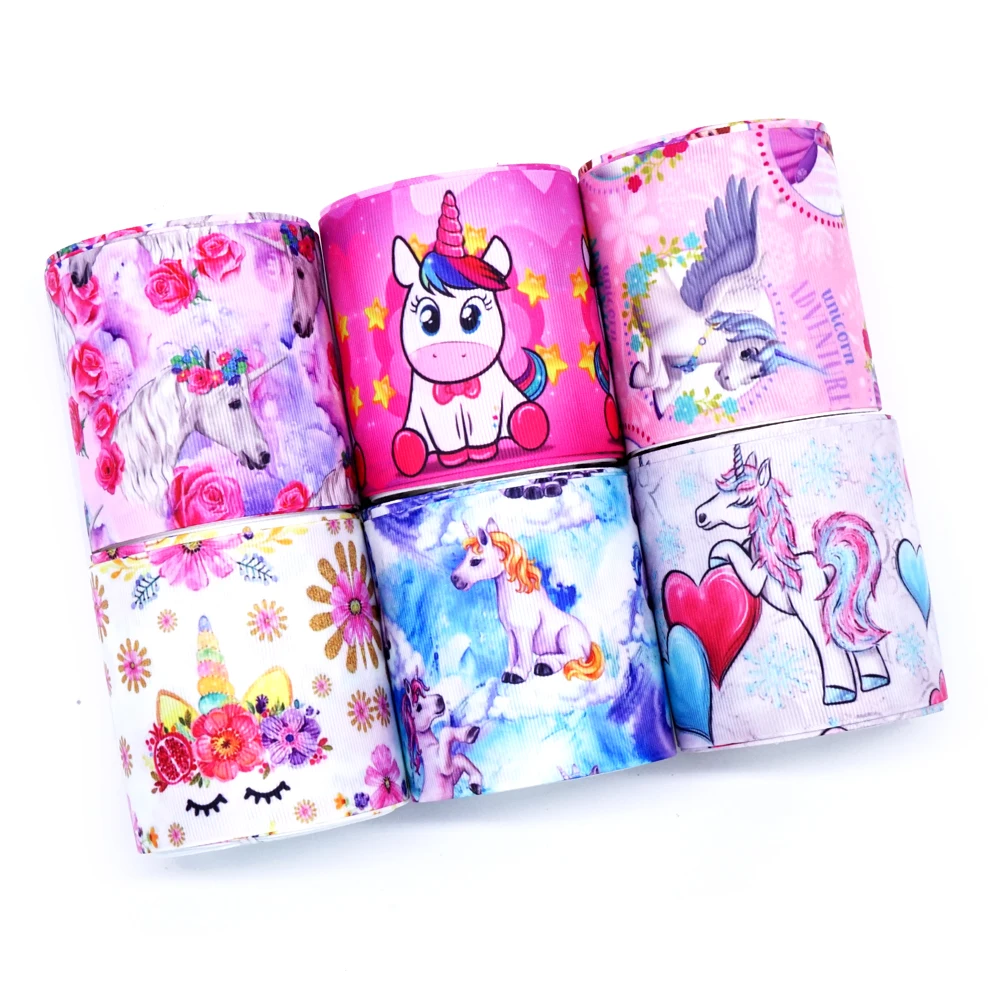 

Free shipping 50 yard per size unicorn ribbon printed grosgrain ribbon 31929