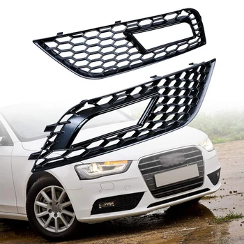 

2X RS4 Style Front Bumper Lower Grille Fog Light Grill Compatible with 2013-2016 A4 B8.5 (Black Grille+Cover)