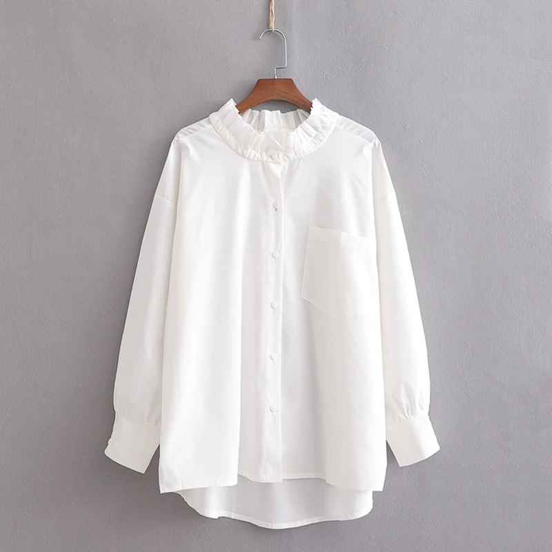 2019 New Design Women White Blouse Loose Casual Female Long Sleeve Blusas Breasted Buttons Blouses | Женская одежда