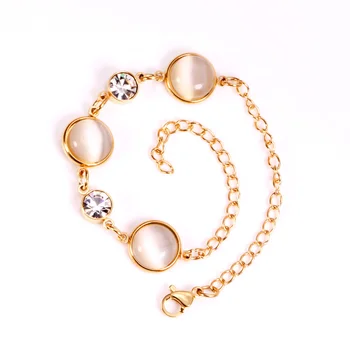 

LUXUKISSKIDS Fashion black opal zircon chain bracelet charms stainless steel bracelet & bangle gold vacuum bracelets pulseras