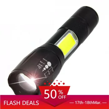 

USB Charge mini Portable COB LED ZOOM Flashlight Outdoor hunting Torch with battery and cable