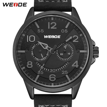 

WEIDE Men Watch Relogio Masculino Analogue Movement Dial Genuine Leather Strap Military Watch Quartz Wristwatch Men's Watches