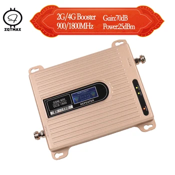 

ZQTMAX 2g 4g Mobile Signal Booster LTE Cellular Amplifier gsm repeater 70dB 900 1800 B3 B8 Dual band