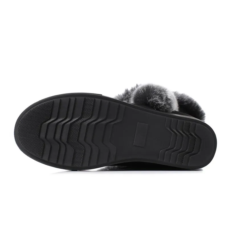 PXELENA Luxury Hidden High Heels Platform Snow Boots Women Waterproof Winter New Buckle Zip Rabbit Fur Plush Warm Shoes 40