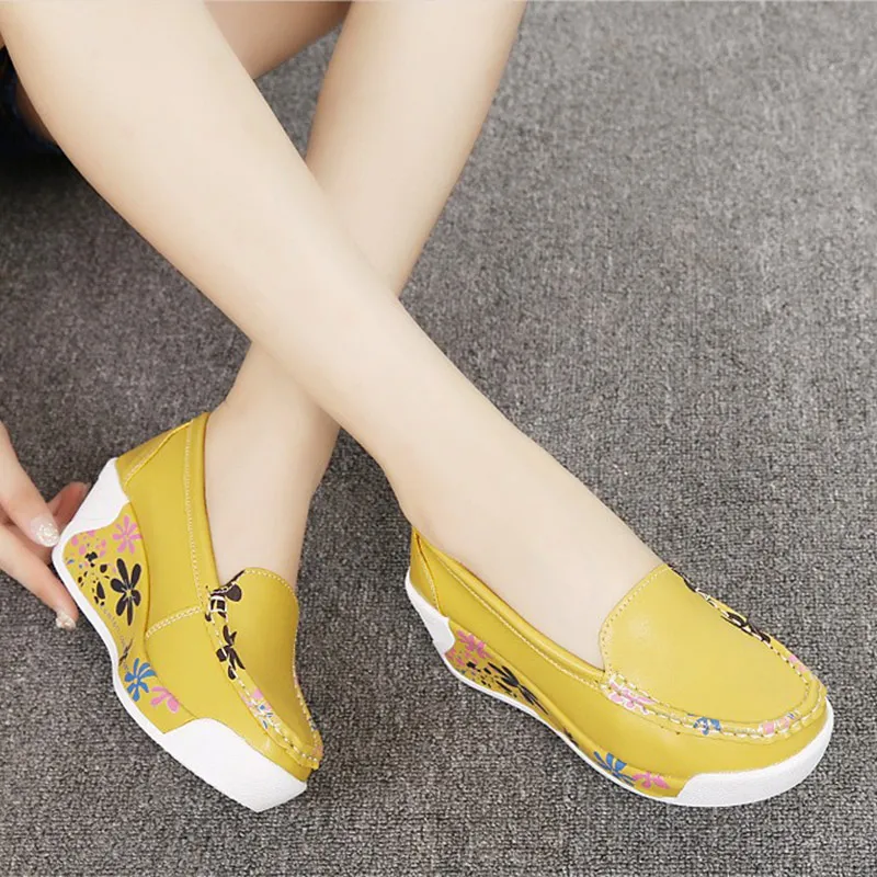 Summer Shoes Loafers For Women 2021 Wedges Sneakers Floral Single Woman White Shoes Platform Breathable Female Vulcanized Shoes