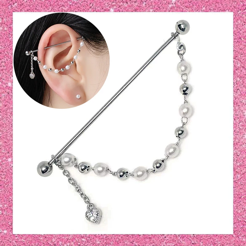 Zircon Pendant Ear Piercing Jewelry Steel Barbell Earrings Helix Cartilage Studs 