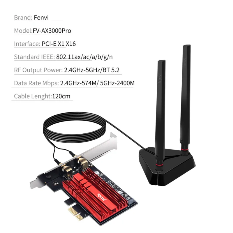 Fenvi Wi Fi 6E Intel AX210 3000 Мбит/с PCIe беспроводная сеть Wlan адаптер 2 4G/5G/6 ГГц 802.11AX Bluetooth 5