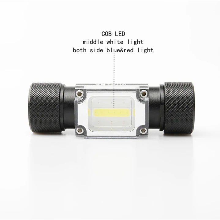 Мини USB зарядка COB светодиодный головной светильник красный и синий мигающий