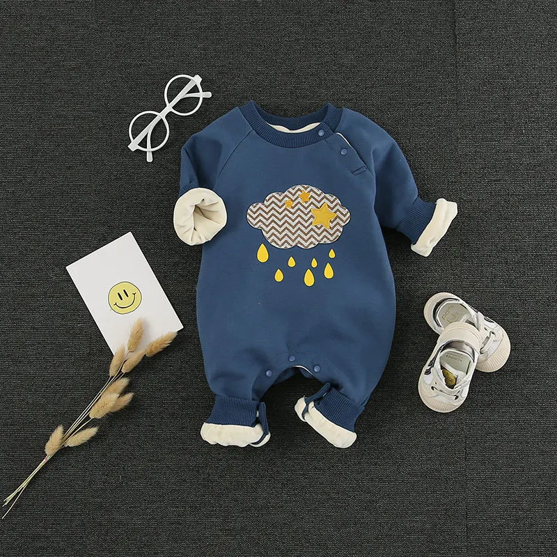 

2018 New Style Winter Baby Romper Hoodless Cartoon Pure Cotton Class a Onesie Maternal And Child Supplies Thick Romper