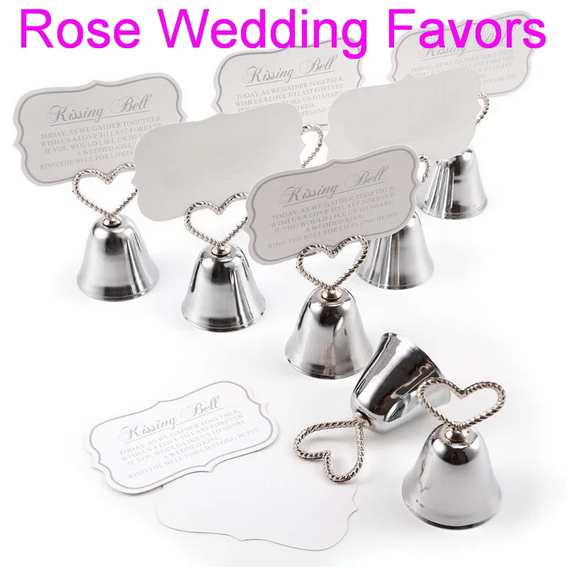 

(50pcs/lot)FREE SHIPPING+Christmas Party Favor Kissing Bell Place Card Holders in Silver or Golden Color Wedding Favors