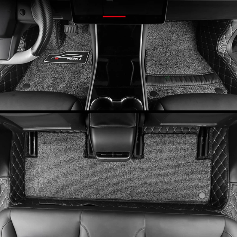 

A Little Change leather car floor mats for Tesla Model S 2014 2015 2016 2017 2018 Custom foot Pads automobile carpet car covers