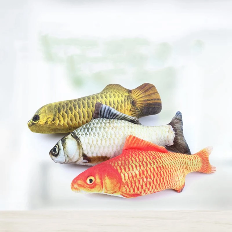 Soft Plush 3D Fish Shape Cat Toy Interactive Gifts Fish Catnip Toys Stuffed Pillow Doll Simulation Fish Playing Toy For Pet