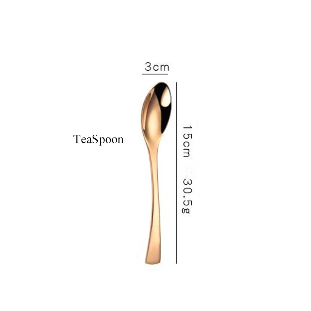 Teaspoon Розовое золото из нержавеющей стали столовая вилка медный нож, ложки Десертные Вилки столовые приборы набор посуды для вечерние свадебные - Цвет: Teaspoon