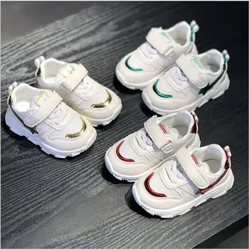 

2019 autumn new fashionable net breathable pink leisure sports running shoes for girls white shoes for boys brand kids shoes