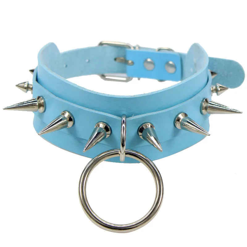 2024 Neue Damen Schwarzes Leder Choker Punk PU Leder Spike Halsband Nieten Halskette Gothic Schmuck 20