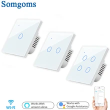 Wifi Smart Touch Switch Remote Control 1/2/3/4 Gang 2 Way AC 100V/220V Wireless Wall Light Switch EU/UK Standard Smart Home