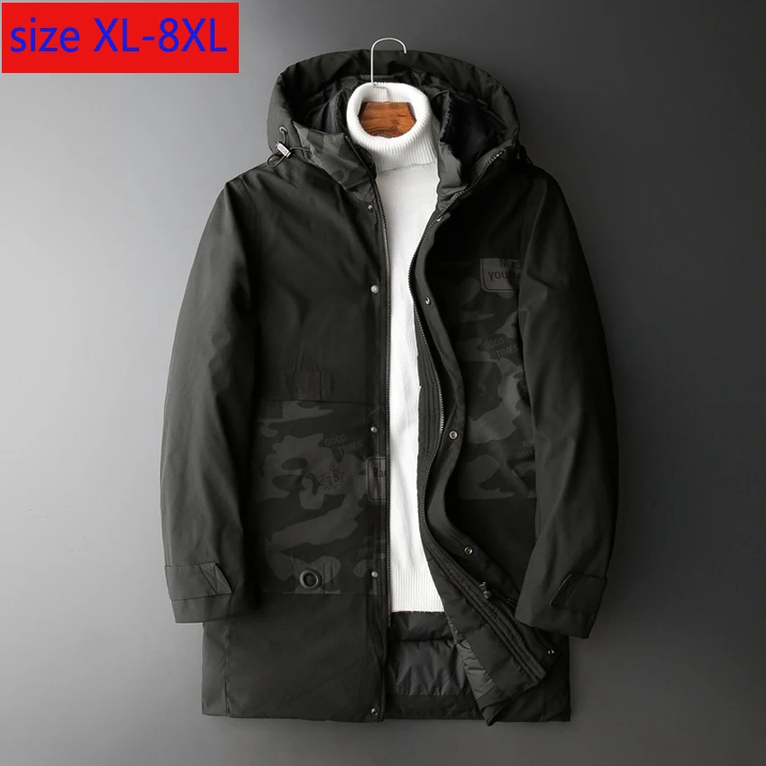 Новое поступление, Зимняя Мужская Супер большая Модная Повседневная Длинная толстая теплая куртка с капюшоном, Мужское пальто размера плюс XL2XL3XL 4XL 5XL 6XL 7XL 8XL