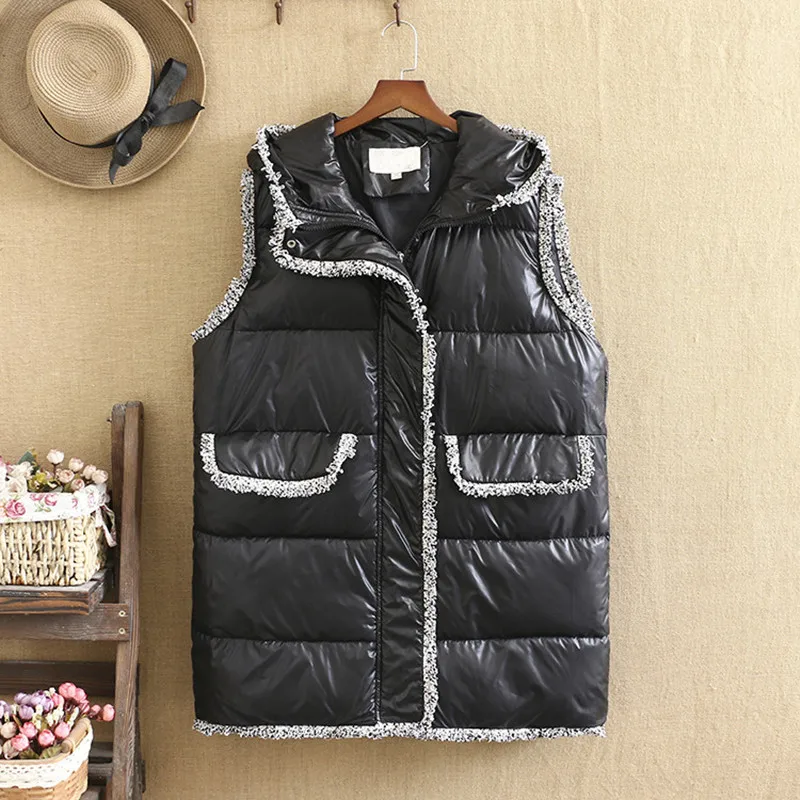 Plus Size Vest For Women 3xl5xl Sleeveless Hooded Gray Plush