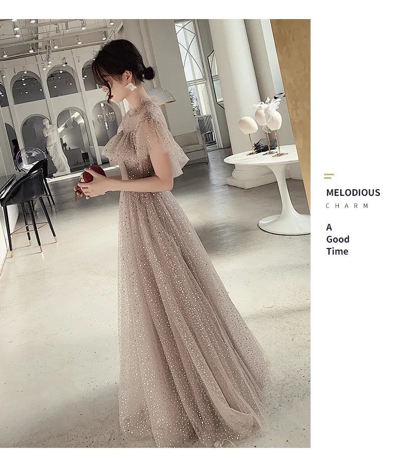 Robe De Soiree, серый светильник с оборками, платье для выпускного вечера, длинное вечернее торжественное платье с блестками, с высоким воротом, vestido de festa Abiye