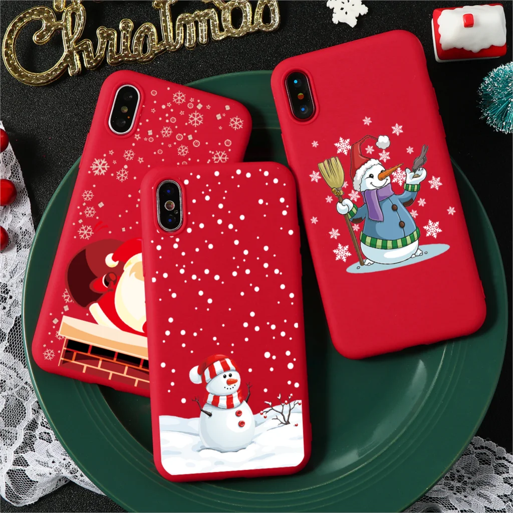 Merry Christmas, Матовые чехлы для телефонов, чехол для iPhone X, 7, 8 Plus, 6, 6 S, 5, 5S, SE, XS Max, XR, Мягкая силиконовая задняя крышка из ТПУ, новогодний чехол