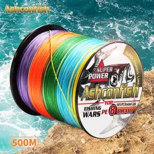 500M Arcobaleno Super Strong Giappone Multifilamento PE Intrecciato la Linea di Pesca di pesca corda treccia di pesca 8 fili mare filo da pesca(China)