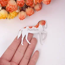 30 шт. 6 см пользовательское имя зеркало лошадь лазерная резка акриловая наклейка персонализированные свадебные Babyshower гость подарок декор пользу