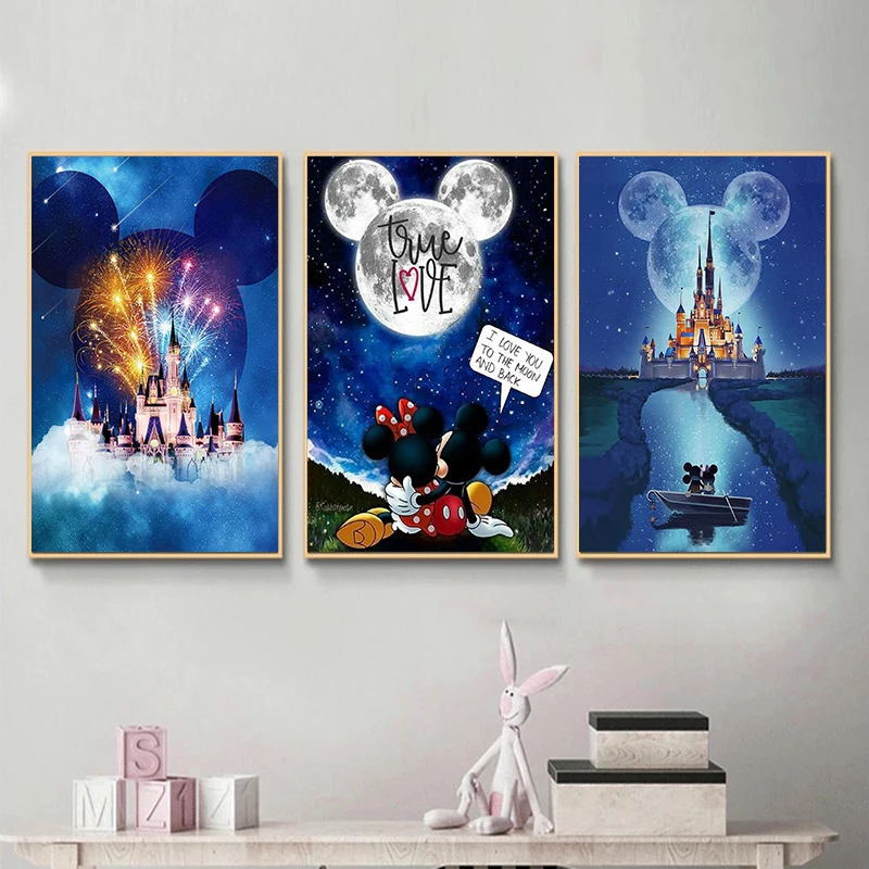 Disney Castle Artwork Canvas Print Poster Cartoon Castle Painting