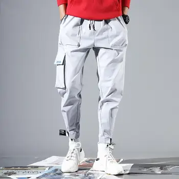

Hip Hip Cargo Pants Men Ankle-Length Pants Men's Joggers Streetwear Solid Color 2019 Spring Pocket Trousers for Male HD033