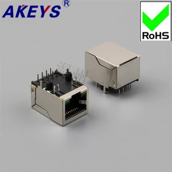 

8 PCS 5903 + LED-10P8C-rear foot network socket 90-degree crystal head seat horizontal RJ45 socket