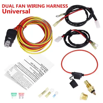 

Car Automotive Fan Cooling Accessories Harness Dual Electric Cooling Fan Wiring Harness Thermostat Temp Switch Sensor Relay Kit