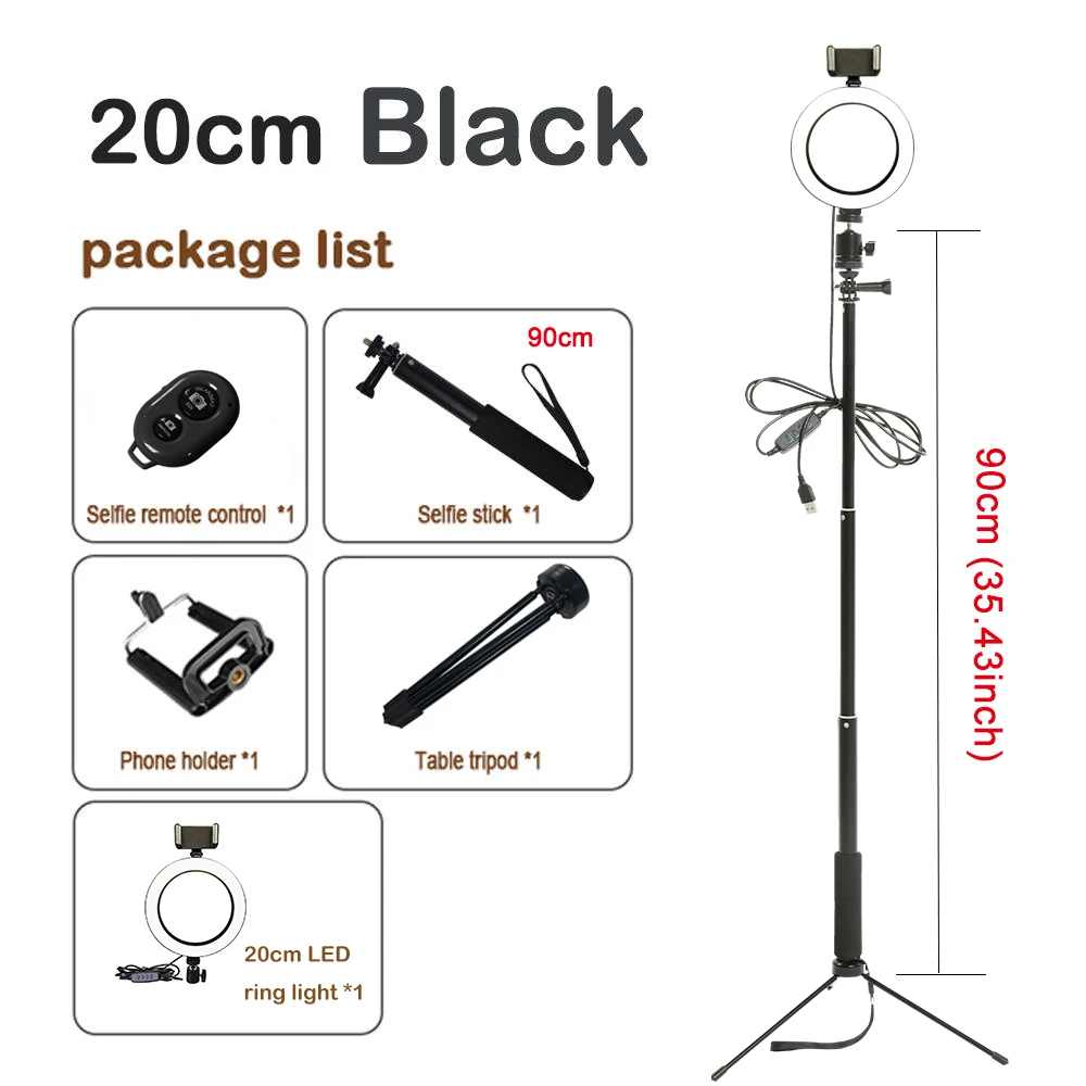Видео Live 3500-5500k свет переносной стол светодиодный легкий штатив кольцевая лампа фото селфи-студия палка макияж свет - Цвет: Size 5