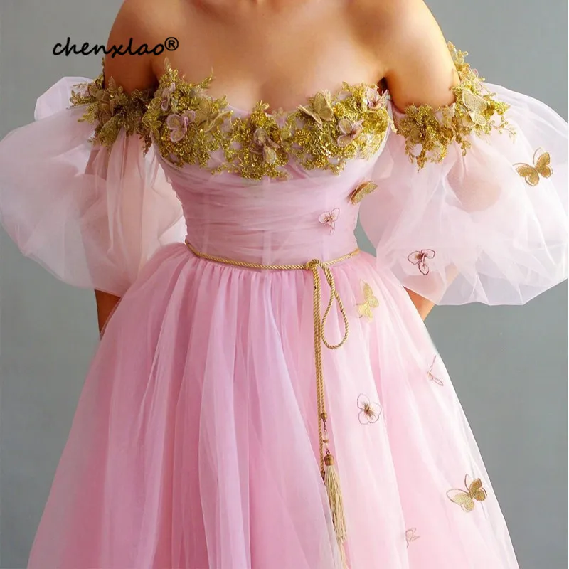 Robe de soiree розовое вечернее платье длинное кружево с бисером с открытыми плечами Половина рукава длина до пола вечернее платье vestido de festa